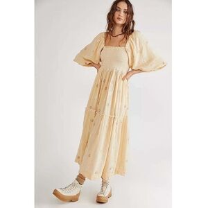Free People Dahlia Embroidered Maxi Dress in Pearl Island Small